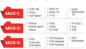 Programy dostępne na multipleksach naziemnej telewizji cyfrowej