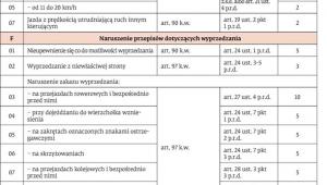 Nowy taryfikator punktów karnych