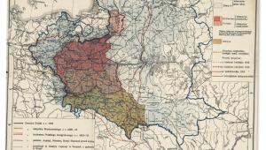 Mapa ziem polskich stworzona przez wybitnego kartografa Eugeniusza Romera ok. 1916 r.